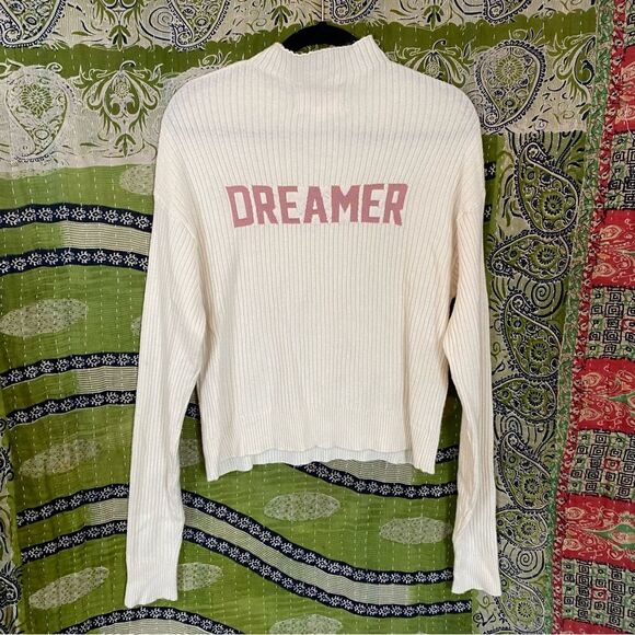 Spiritual Gangster Ivory Dreamer Merino Wool/ Cashmere Mock Neck Sweater Size S - Picture 11 of 15
